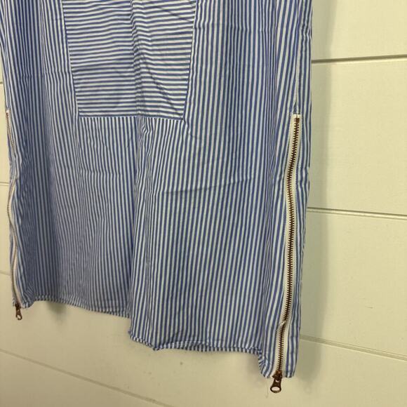 J. Crew Striped Sleeveless Side Zip Top Shirt Blue White sz 00 - Picture 4 of 7